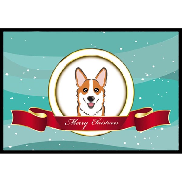 Carolines Treasures Red Corgi Merry Christmas Indoor and Outdoor Mat- 24 x 36 in. BB1564JMAT - main